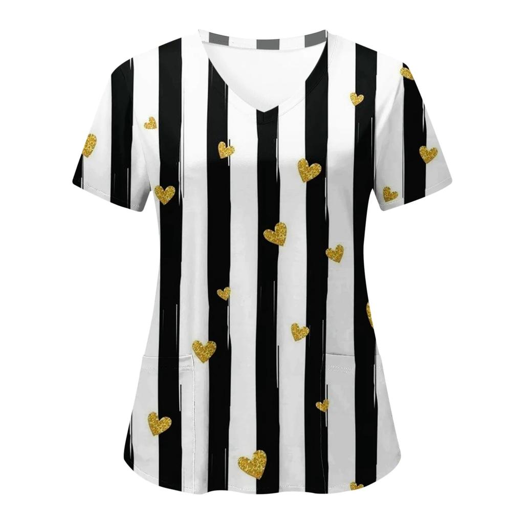 Женская цветочная форма для медсестер, женская униформа с коротким рукавом и V-образным вырезом, медицинская форма для медсестер, блузка, топ, униформа