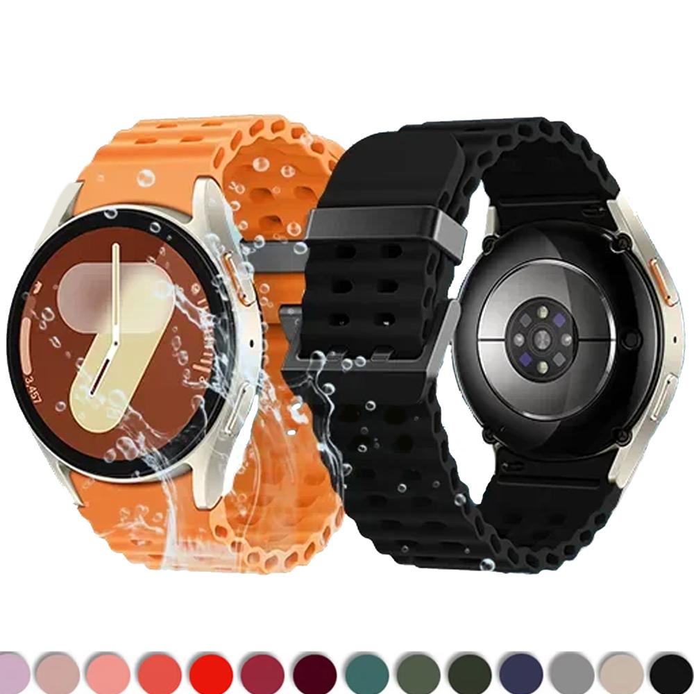 Морской ремешок для Samsung Galaxy Watch 7 FE 5 6 4 Classic 5 pro 40 44 мм Без зазоров Силиконовый браслет correa Galaxy Watch6 watch4 Ремешок