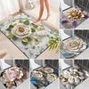 3D Visual Flower Rug Diatomaceous Earth Absorbent Bath Mat Floral Floor Mat with Non-Slip Backing for Entrance Kitchen Bathroom Shower