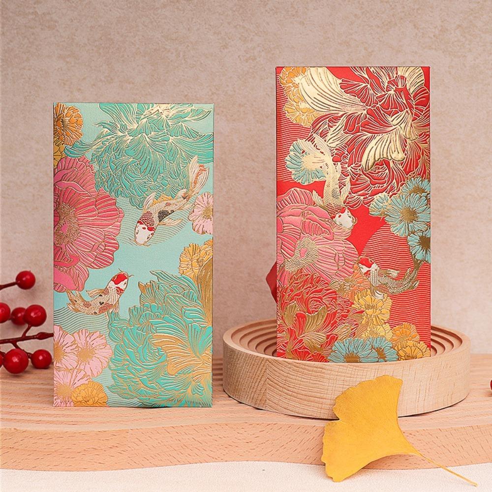 Embossed Chinese New Year Red Envelopes Solid HongBao Creative Lucky Money Bag Kids