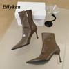 Fashion Eilyken Fashion Design Cozy Soft Leather Women Ankle Boots Sexy Pointed Toe Short Booties Stripper Thin Heels Shoes