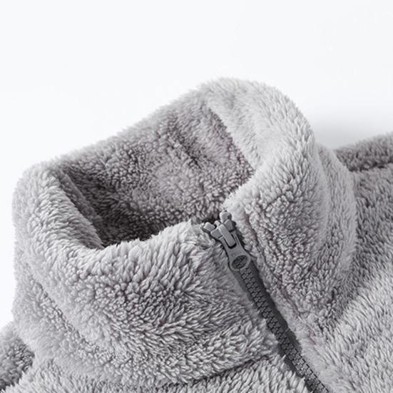 Женское зимнее пальто с толстым воротником-стойкой, двухсторонним флисом, защитой шеи, застежкой-молнией, однотонной, с длинными рукавами, сохраняющей тепло, уличной курткой