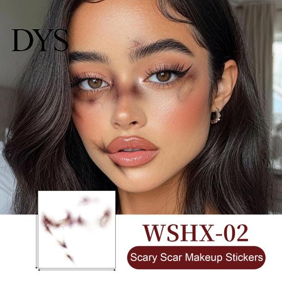 Sensitive Skin Safe Tattoos Halloween Temporary Face Tattoos, Realistic Scary Makeup Stickers, Waterproof Water Transfer Skull Patterns Decals,