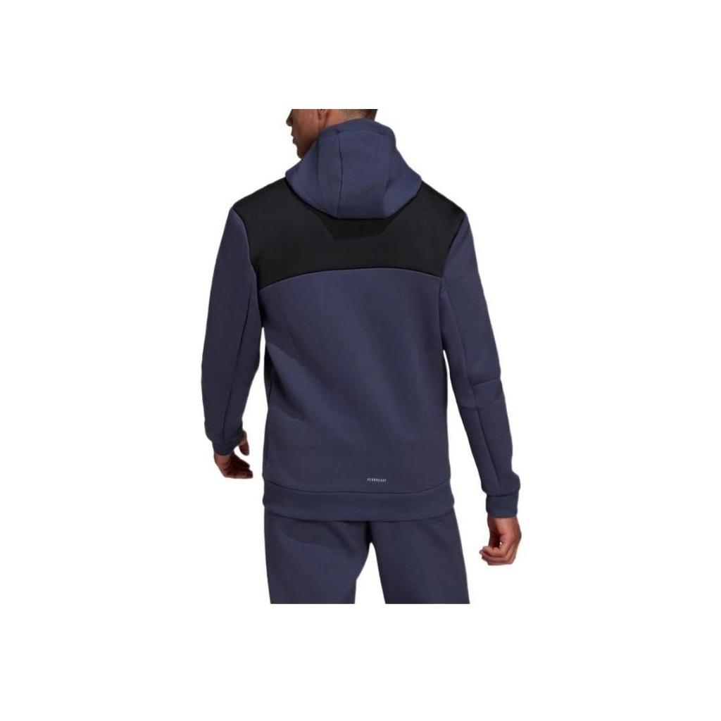 Adidas Однотонная куртка с капюшоном и аппликацией логотипа на молнии, мужские топы, синие HC5780