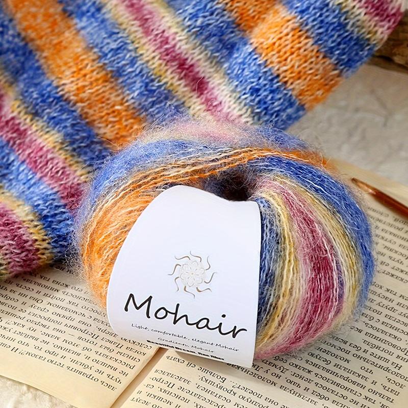 Moher Blend Knitting Yarn 25g Rainbow Gradient Handmade for Hats Scarves Sweaters