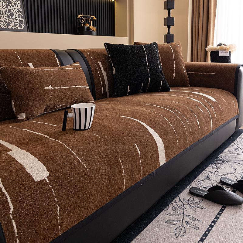 Универсальная подушка для дивана «Четыре сезона» Новая легкая роскошная премиальная подушка для сиденья Шенилл Нескользящий кожаный чехол для дивана Чехол