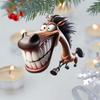 Funny 2D Horse Car Pendant Cartoon Prank Flat Decoration Acrylic Vehicle Interior Decor Ornament Auto Accessory