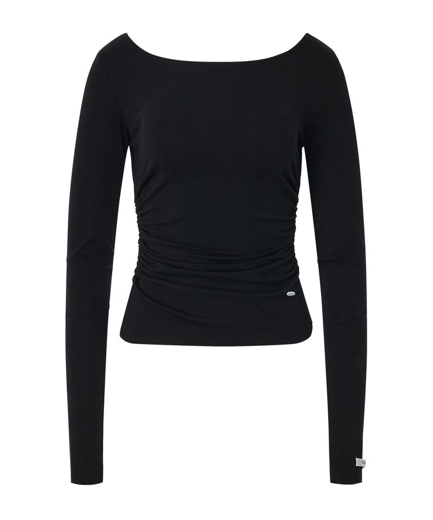 ZEROPLANET Joy Shirred Long Sleeve Top [Black]