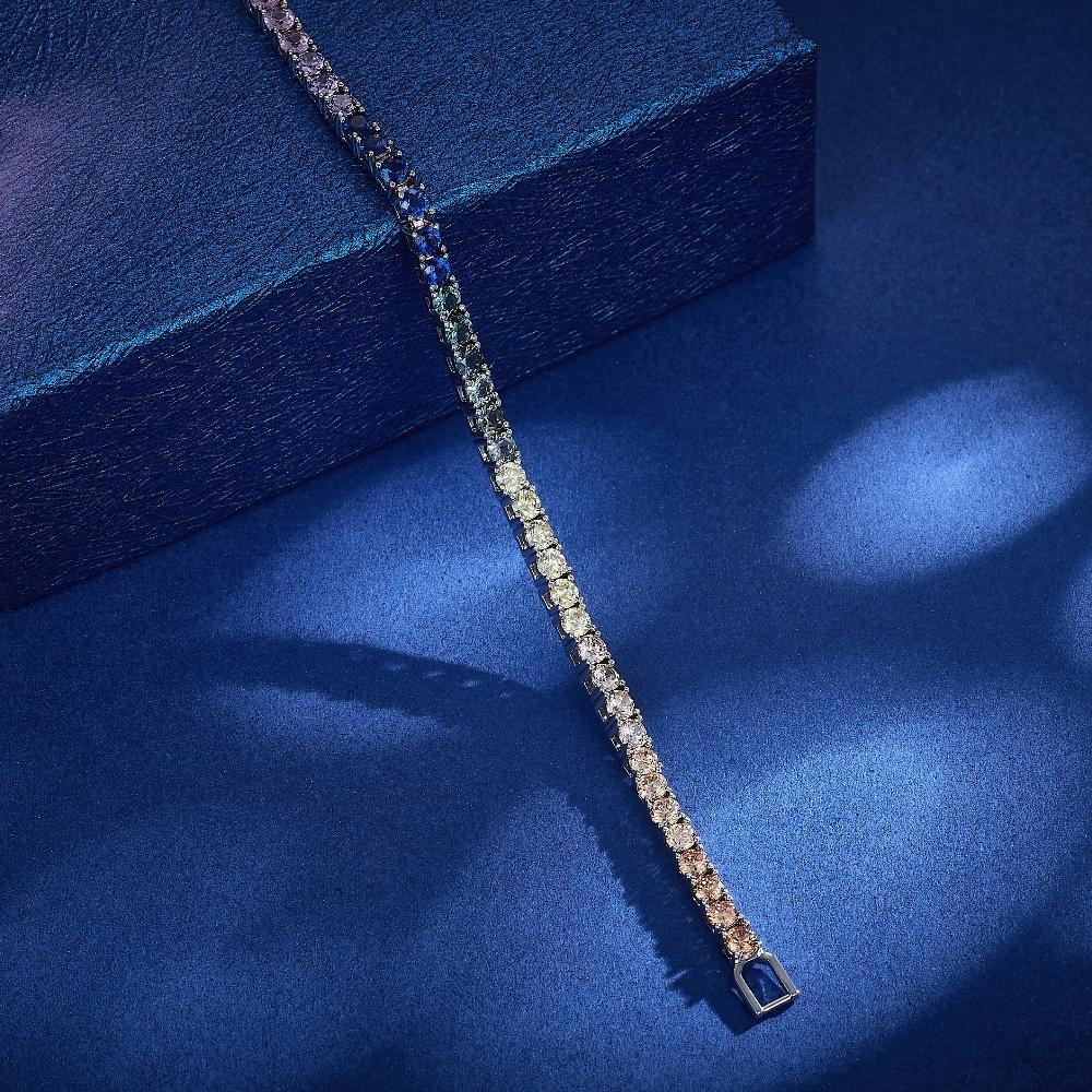 Multicolor Round Zircon Sliver Plated Women Luxury Custom Fashion Jewelry Bracelets