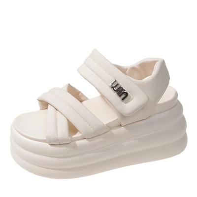 Мода Новые женские толстые сандалии кожаные кроссовки на высокой платформе дышащие повседневные тапочки обувь женские каблуки 9 см кроссовки на танкетке