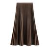 Women Maxi Skirt Elastic High Waist A-Line Long Skirt Solid Color Large Hem Pleated Skirt Work Leisure Skirt Workwear