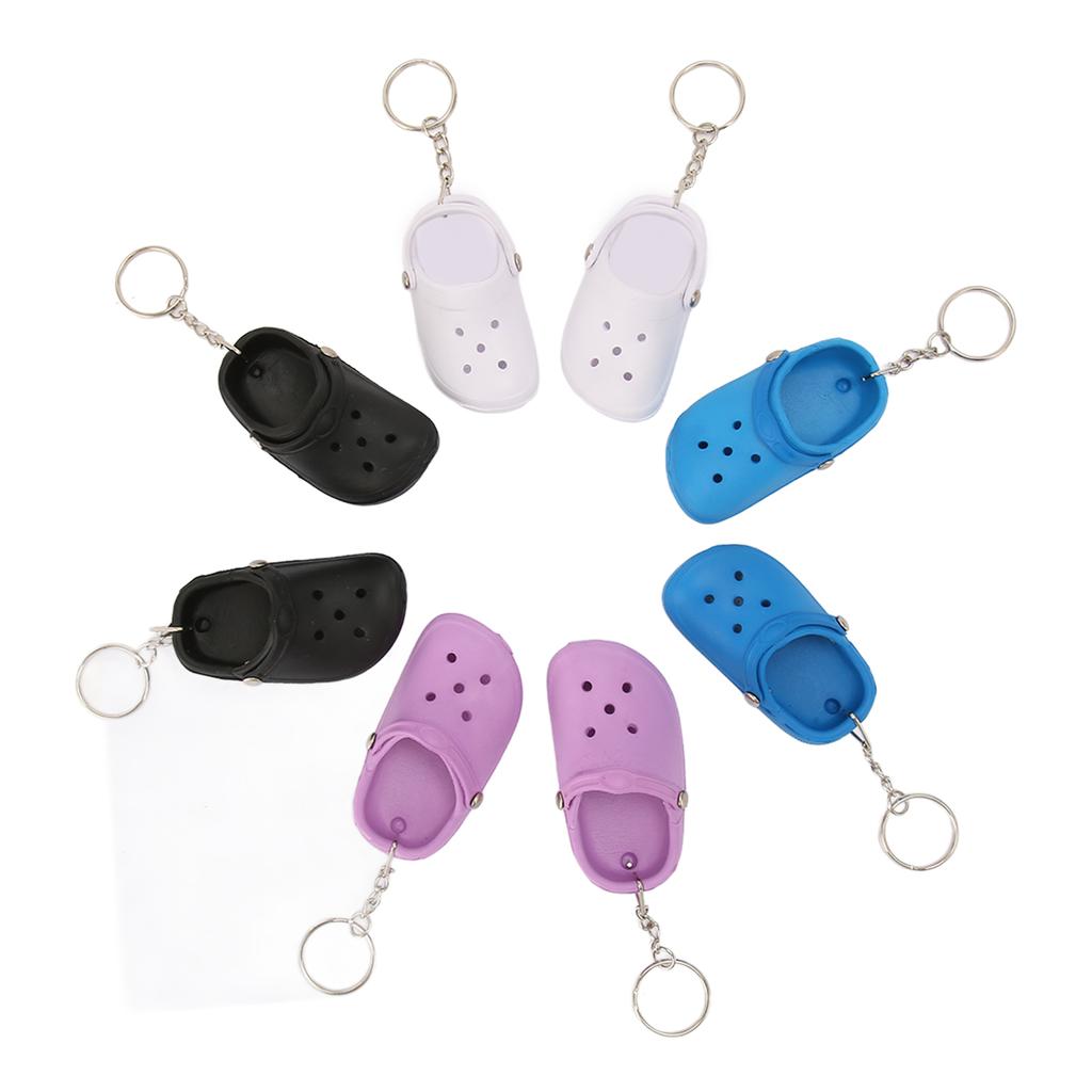 8Pcs Slipper Keychain Assorted Colors Soft Silicone Simple Stylish Hole Shoes Keychain for Backpack Clothes Decoration