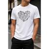 Plus Size - Men's T-Shirt S-5XL Featuring a Unique Geometric Heart Graphic Print, This Casual Short-Sleeve Crew-Neck Top Offers a Comfortable and