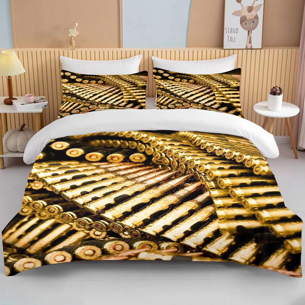 Комплект постельного белья с 3D винтовкой, револьвером, патроном, пистолетом, пододеяльником, пододеяльником, наволочкой, комплект постельного белья размера «king-size»