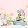 Easter Ornaments Wooden Printed Easter Children's Party Cards