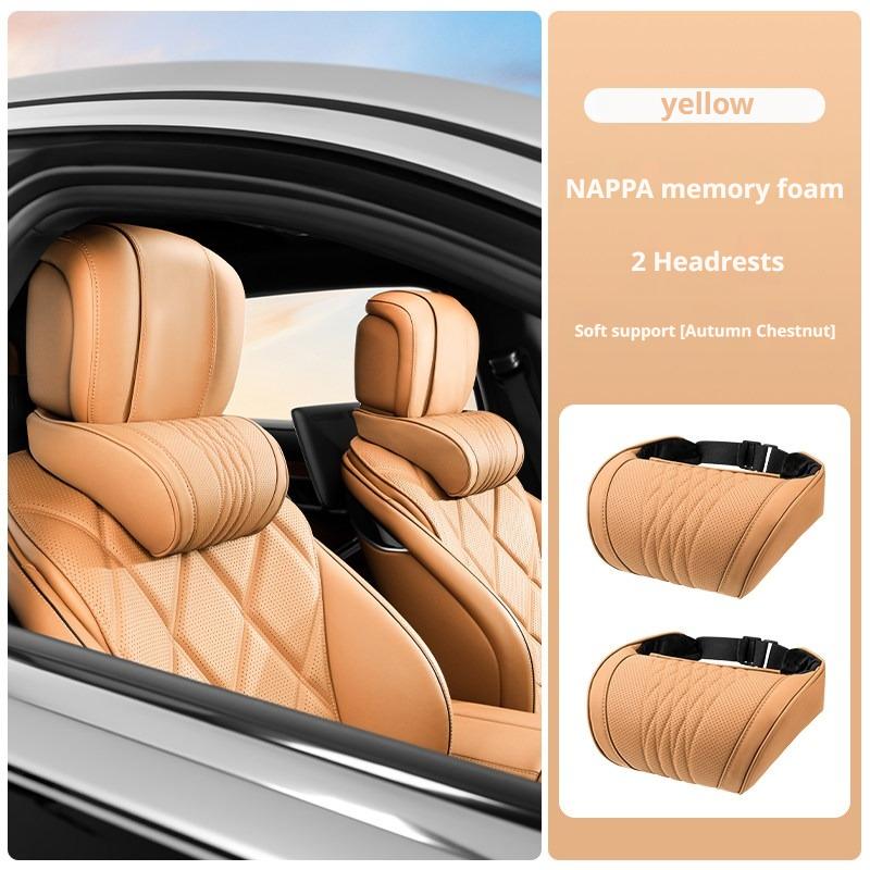 For Xpeng Luxury Nappa Leather Latex Car Headrest Pillow Fit P7 P7+ X9 M03 L03 GX P5 G3i G6 G9 Breathable Car Lumbar Support