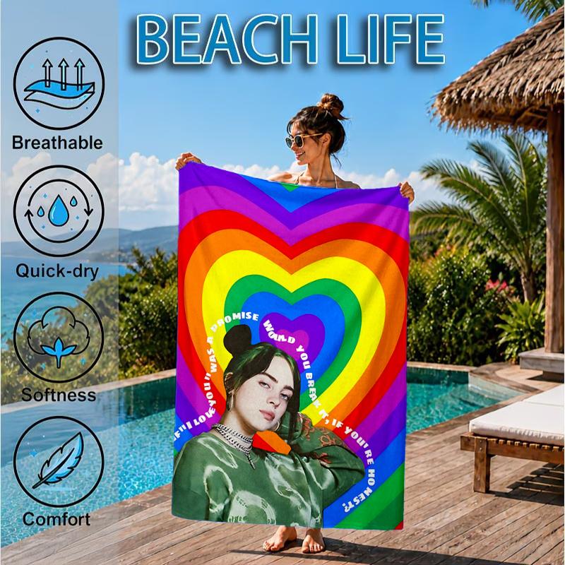 Bi-llie green Artwork Beach Towel, Microfiber Beach Towel, Perfect For Pool, Beach, Travel, Home Decor Beach Party Fan gifts