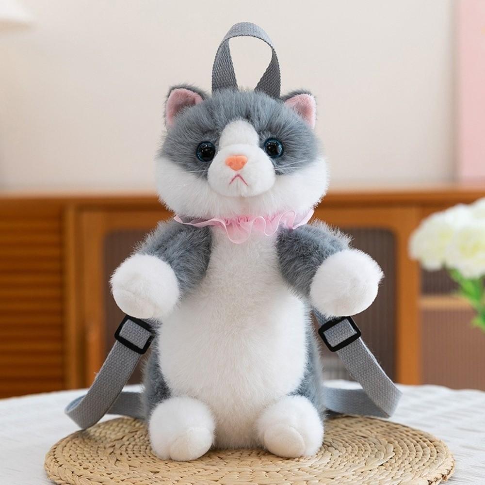 Кавайная Реалистичная Кошка Марионетка Кошка Рюкзак Мягкий Пушистый Милый Мультяшный Кот Рюкзак Школьные Сумки Дорожная Сумка для Хранения