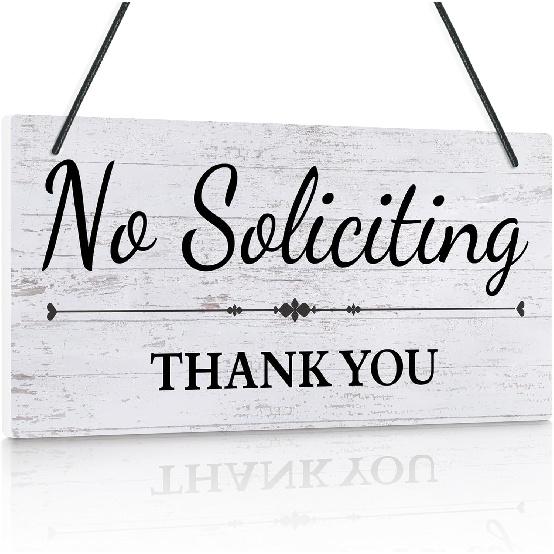 Putuo Decor No Soliciting Sign For House PVC No Soliciting Sign For Front Door Hanging Self Adhesive Notice Plaque Door Signal with Rope for House