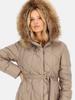 WOMEN' LONG TIE DOWN COAT WITH RACCOON FUR