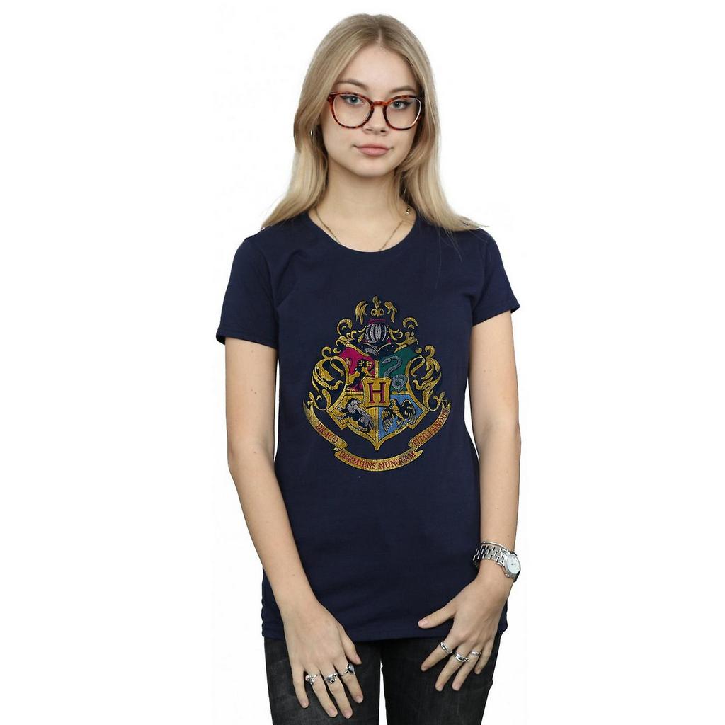 HARRY POTTER Женская/женская хлопковая футболка с гербом Хогвартса
