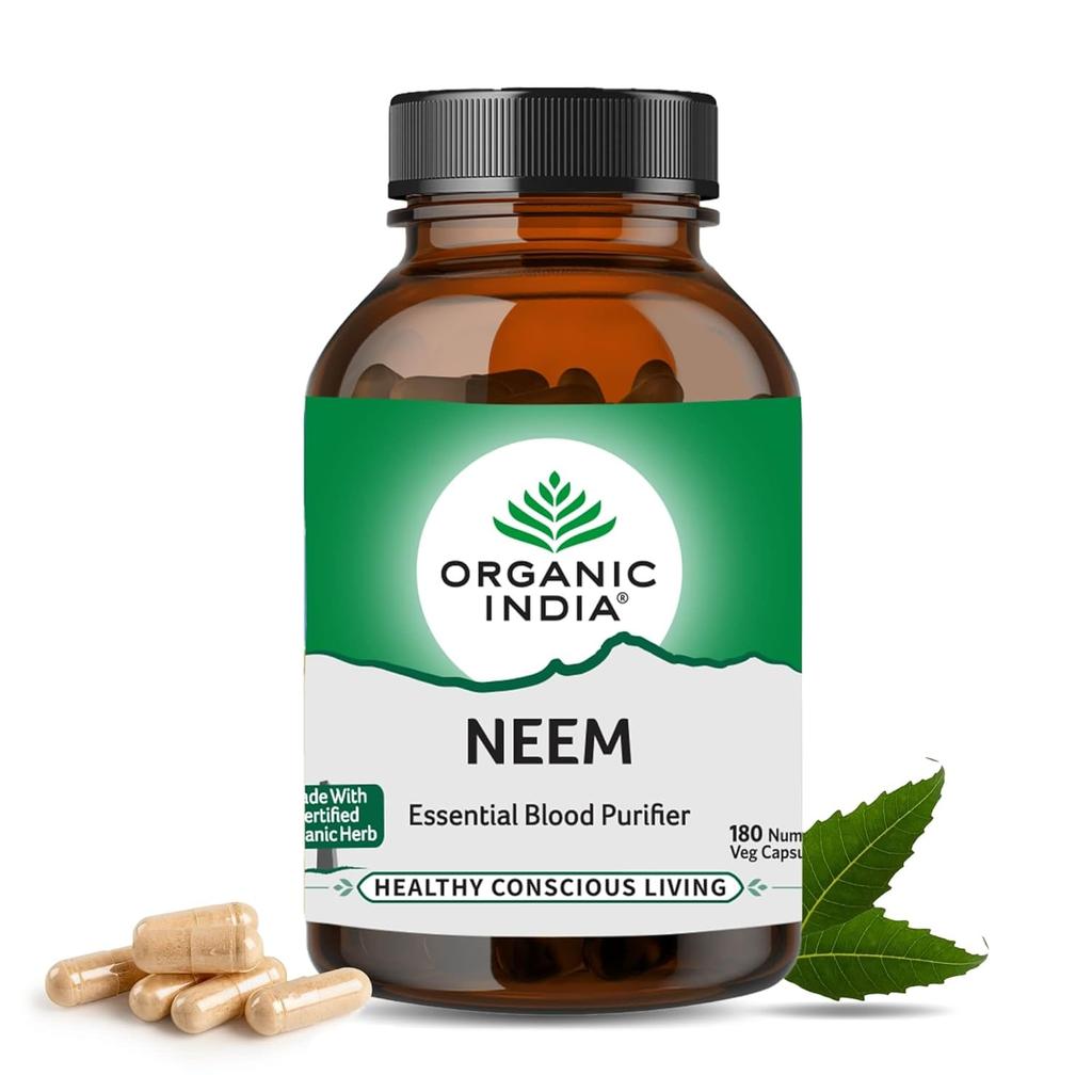 ORGANIC INDIA Капсулы Ним Велнес 180 штук Растительная добавка для чистоты кожи и ежедневной поддержки детоксикации организма
