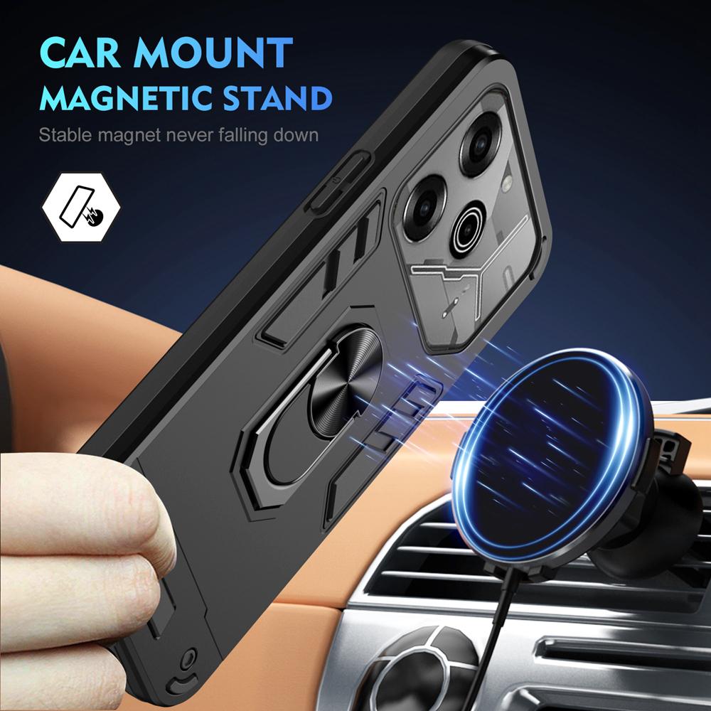 KEYSION Shockproof Armor Case for TECNO Pova 6 Pro 5G Soft Silicone+PC Ring Stand Phone Back Cover for Tecno Pova 6 6 Pro 5G