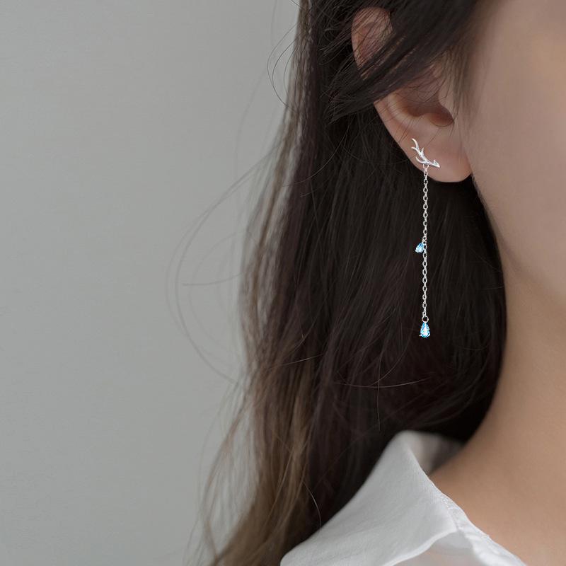 Серьги-кисточки Higu из стерлингового серебра S925 с рогами оленя: Рождественские серьги-гвоздики с подвесками для женщин, стиль Мори