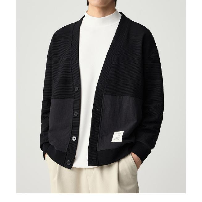 Простой стиль осенний мужской вязаный кардиган для молодежи мужской корейский стиль универсальный осенне-зимний пара серый с отложным воротником свитер пальто