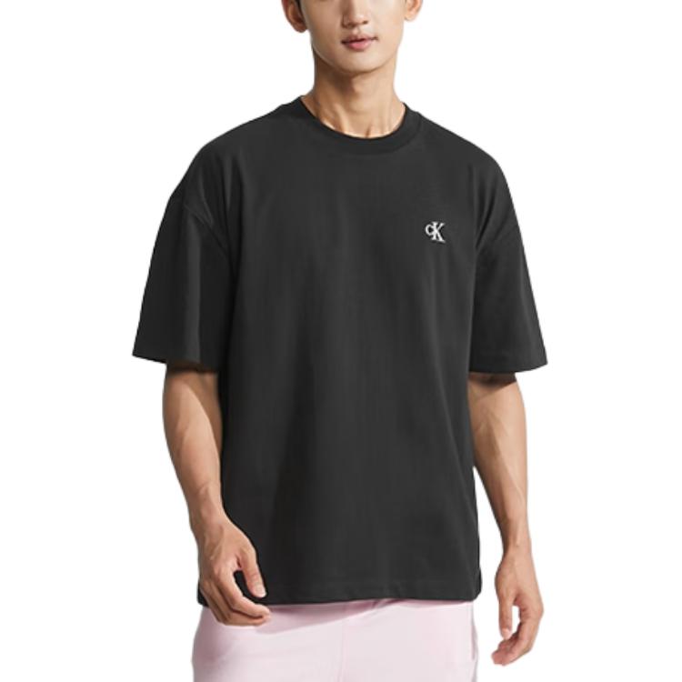 Calvin Klein T-Shirts Unisex Black Crew Neck Moderate Straight Fit J400280-BEH