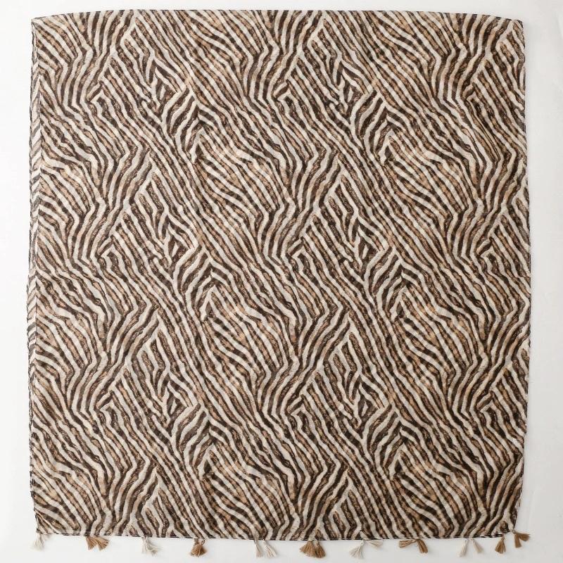 Осенне-зимний богемный шарф с зебровым принтом для женщин, теплый, удобный, модный, с мягкой бахромой, 180*85 см.