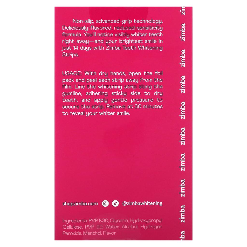 Полоски для отбеливания зубов, клубничный вкус, 14 процедур