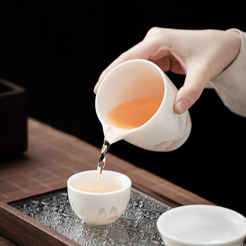 Сало нефрит белый фарфор чахай дорожный портативный чайный набор дом простой чай офис гость крышка чаша чай