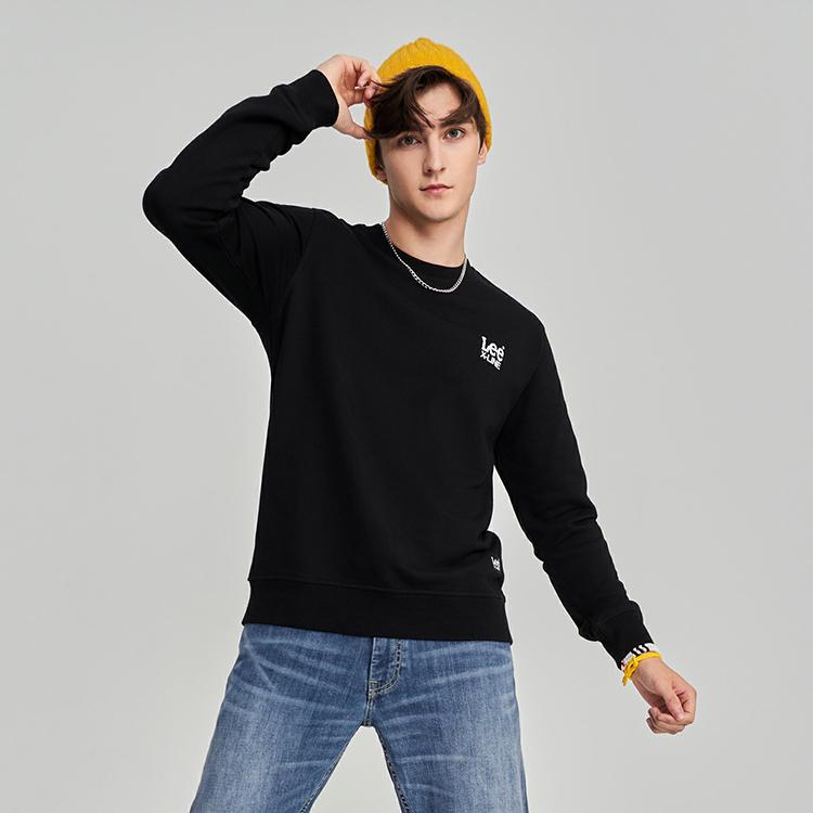 Lee Sweatshirts Men's Black Crew Neck Moderate Regular LMT0071254XH00FK11000