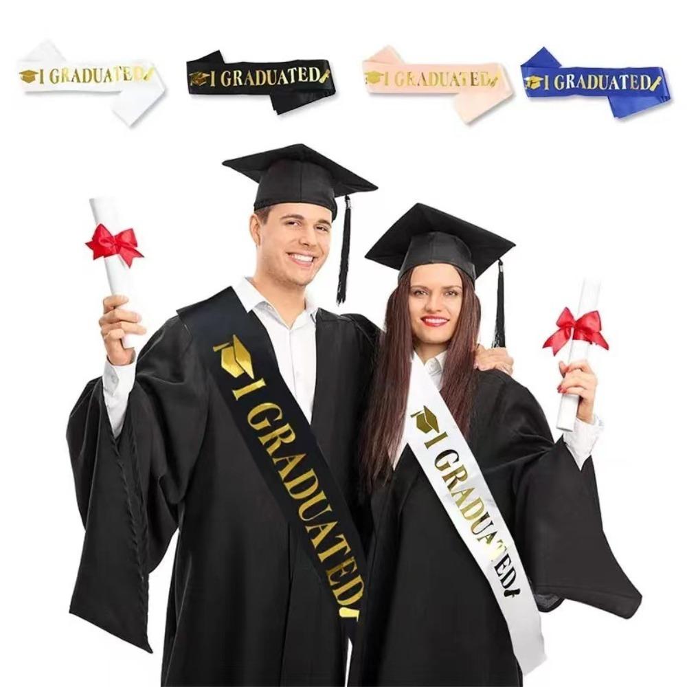 5pcs Satin Graduation Sash Belts Adjustable Bachelor Sash Congratulations Straps Photo Booth