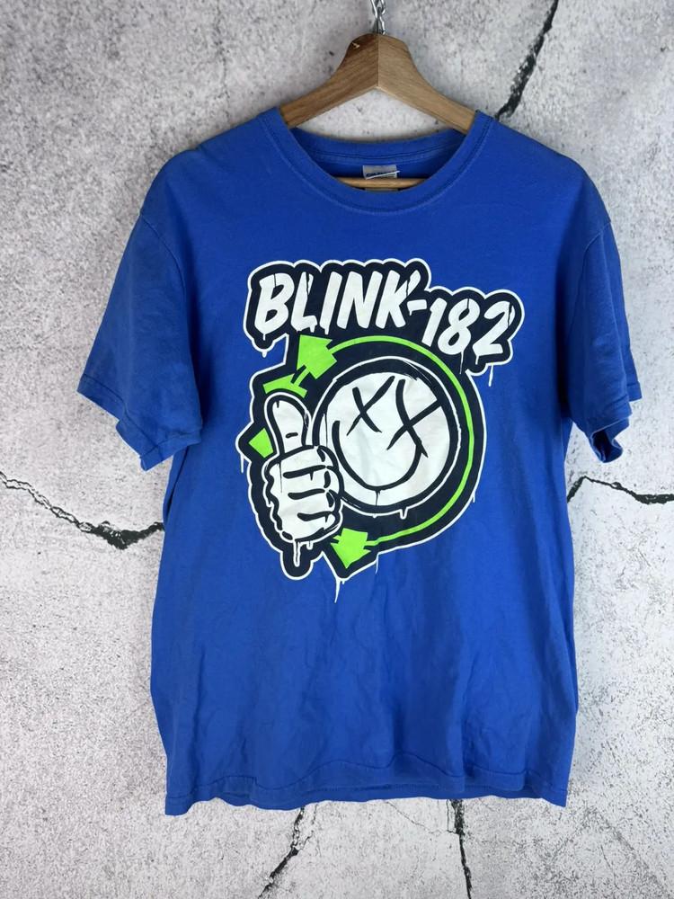 НОВАЯ Синяя футболка из плотного хлопка группы Blink 182 Все размеры C349 Унисекс футболка
