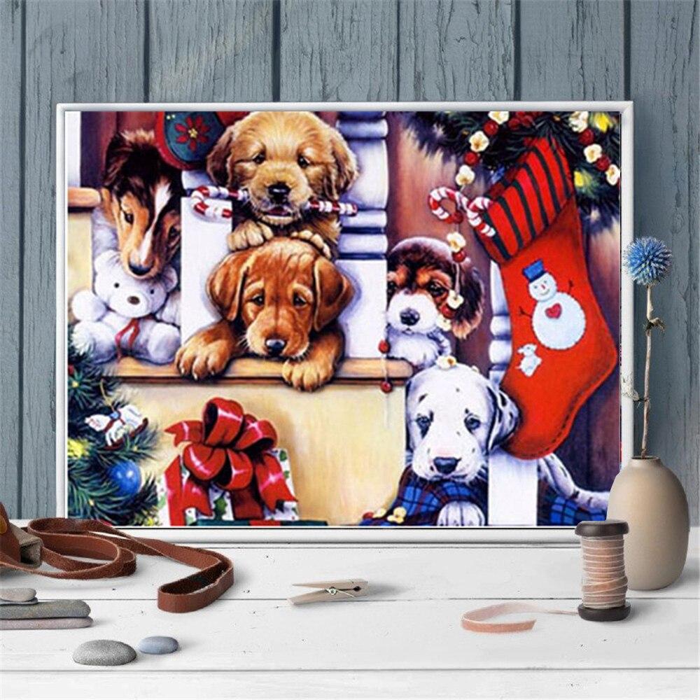 5D полная дрель Алмазная вышивка собака ремесленный комплект Новое поступление алмазная живопись животных мозаика Рождественские носки украшение дома