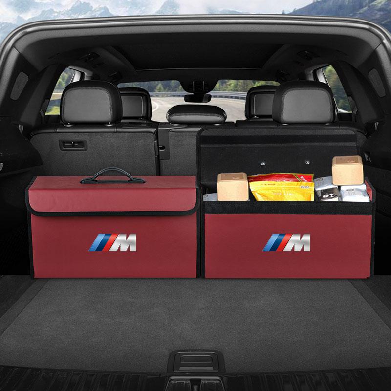 SNLL4 Car Leather Trunk Organizer Foldable Storage Box, For BMW M M2 M3 M5 E46 E90 E60 E36 F90 M3 M5 E87 X3 X5 X6 G30 G32 Accessories