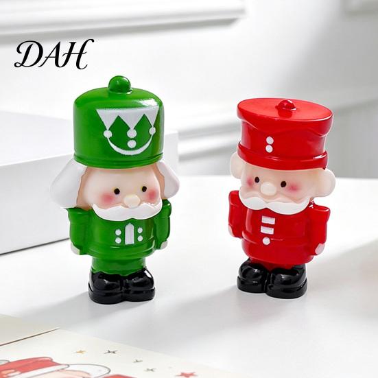 Cute Cake Toppers for Christmas 2Pcs Mini Figurine, Santa Claus Nutcracker Soldier Dolls, DIY Accessories Compact Shelf Display Ornaments Micro