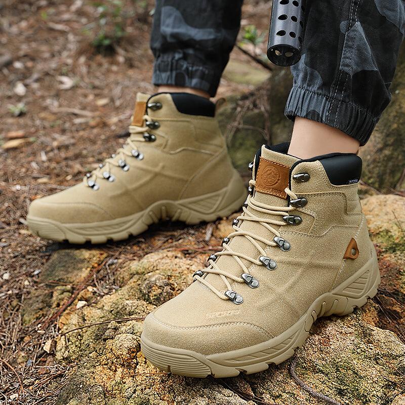 Outdoor High-top Boots Men Anti-slip Flat Comfortable Ankle Boots Men Breathable Wear-resistant Casual Lace-up Hiking Shoes Men