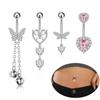 4PCS/Lot Butterfly Curved Belly Button Ring Sets Stainless Steel CZ Belly Button Piercing for Women 14G Navel Ring Jewelry