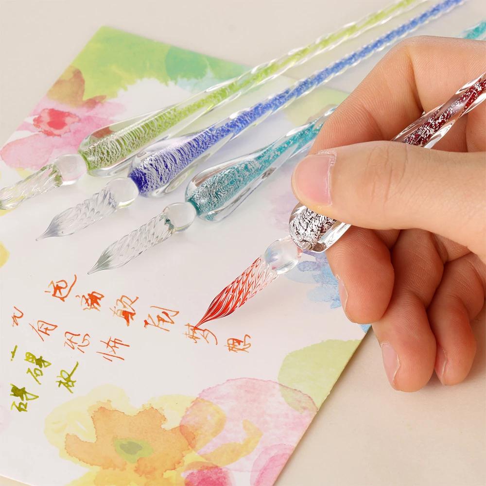 Painting Pen Vintage Crystal Pen Filling Ink Fountain Pens Glass Dip Pen Signature Pen Dipping Pen