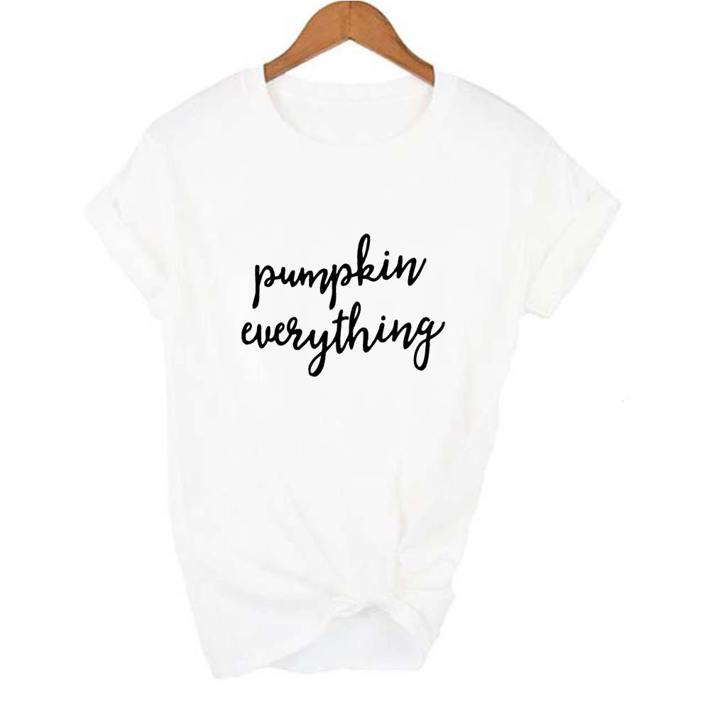 Halloween Pumpkin Spice Print Women Orange Aesthetic T Shirt Graphic Short Sleeve T Shirts Thankful