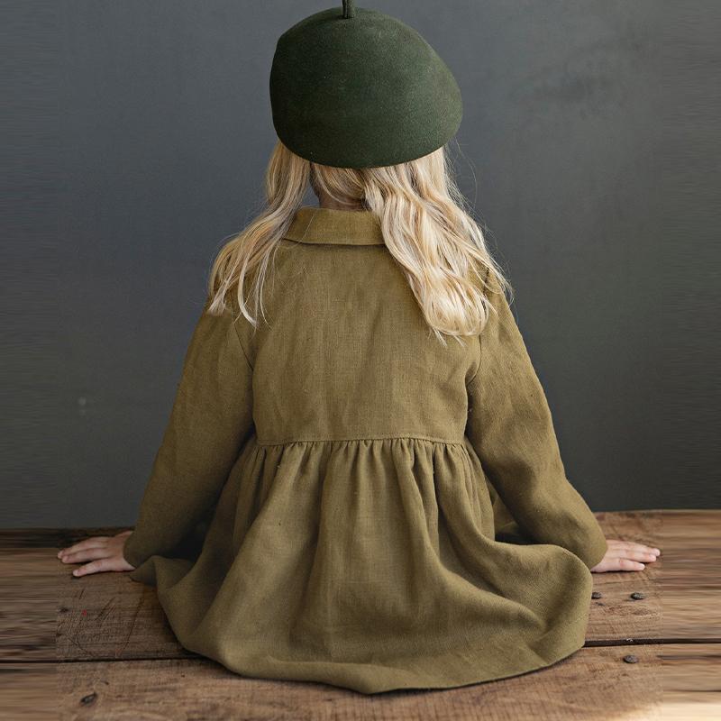 Ретро осень новый хлопковый и льняной кардиган для девочек пальто детское Mori свободное платье с длинными рукавами оборками воротник кукла куртки TZ177