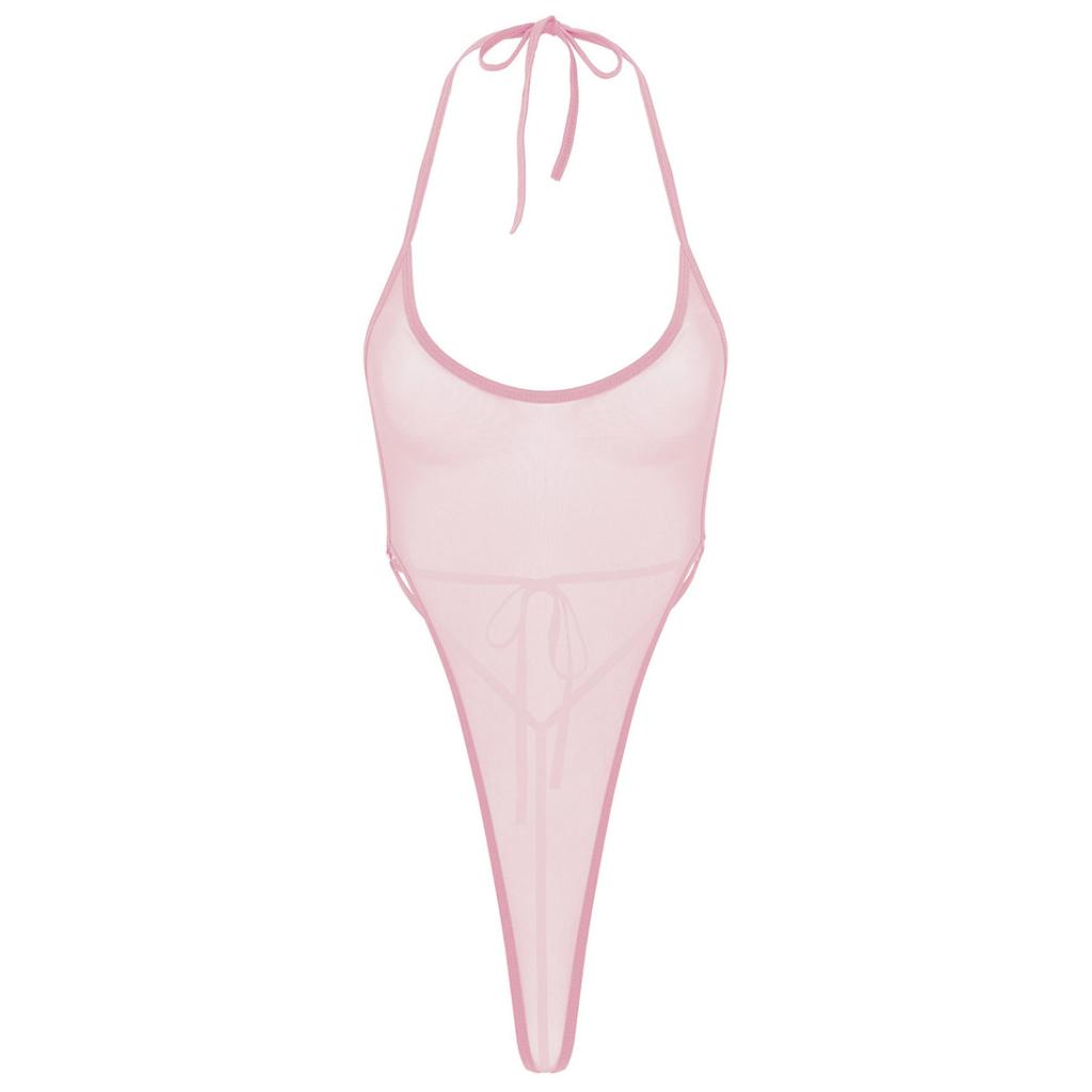 Женский цельный прозрачный сетчатый боди с открытой спиной, бикини, боди, ночное белье