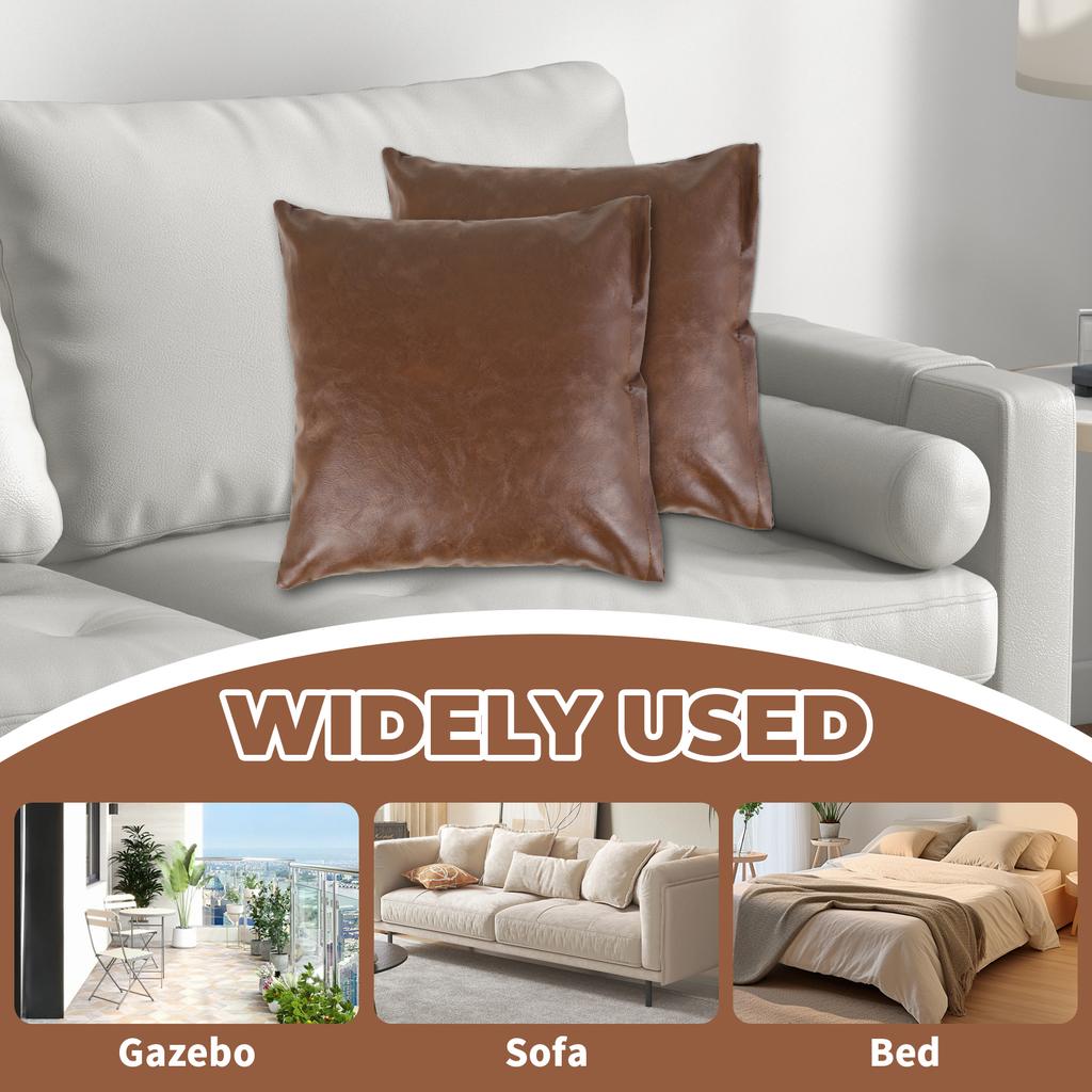 2Pcs Faux Leather Throw Pillow Cover Square/Rectangle Sofa Cushion Case with Hidden Zipper PU Leather Pillow Case Decorative