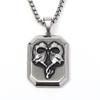 New Retro Punk Square Brand Double Dragon Titanium Steel Men's Pendant Ins Niche Fashion Street Trend Necklace
