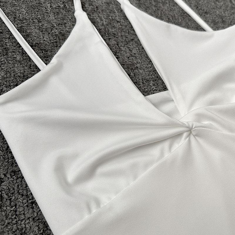 Женское летнее повседневное платье с открытой спиной и высоким плетением, однотонное вечернее платье