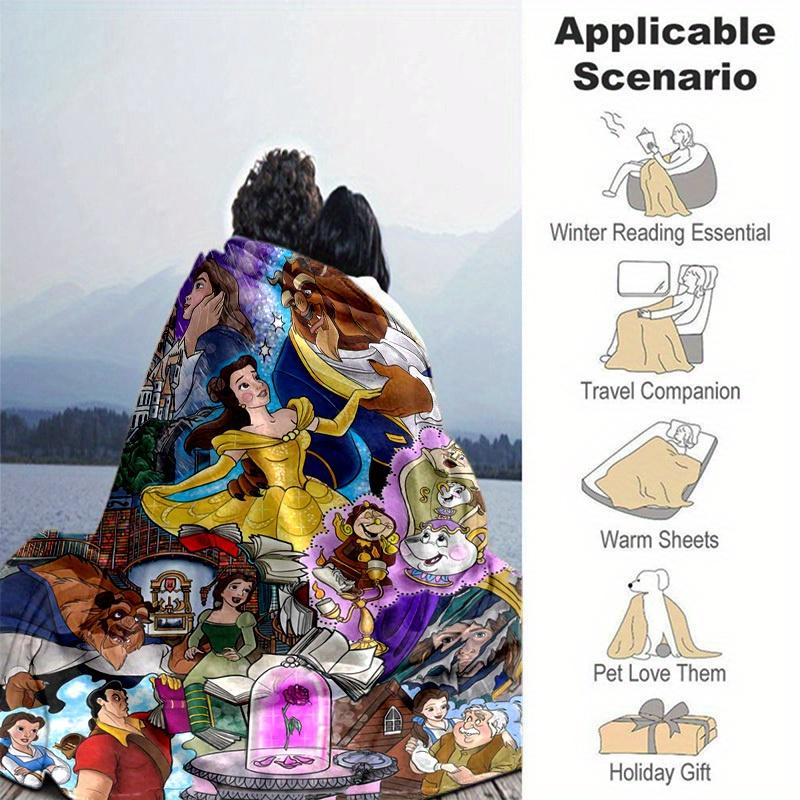 1pc. Disney Beauty and the Beast Blanket, Home Decor, Office Napkin, Outdoor Throw, Gift for Kids & Adults (80x120 cm)