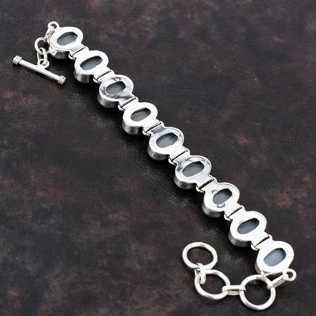 Браслет из драгоценного камня шунгит Браслет ручной работы Уникальные ювелирные изделия Браслет из стерлингового серебра 925 пробы Регулируемый браслет-цепочка Элегантный браслет для подарка